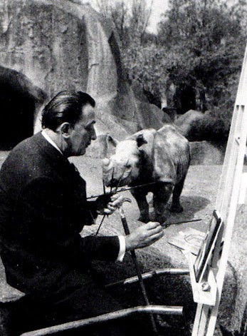 dali-y-el-rinoceronte-en-el-parque-zoologico-de-vincennes-1955